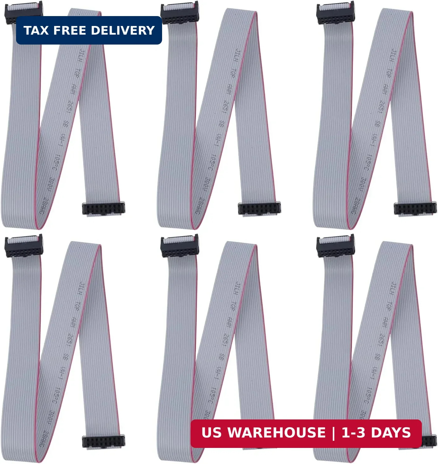 16-Pin IDC Connector Flat Ribbon Cable,45cm/17.7in Length 6 Pieces