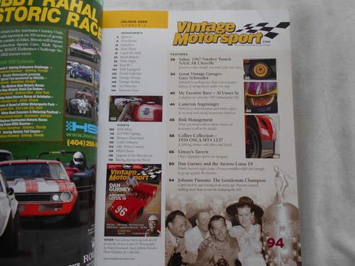 VINTAGE MOTORSPORT Magazine-JULY,2008 ARCIERO LOTUS 19 - Picture 2 of 3