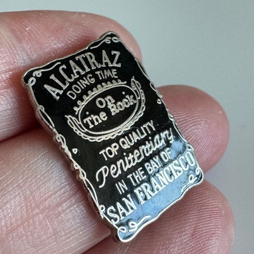 Vtg Alcatraz San Francisco Enamel Doing Time on the Rock Jack Daniels Theme Pin - Picture 2 of 3