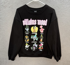 Disney Villains Sweatshirt Womens Large 11-13 Black Crewneck Pullover Sweater