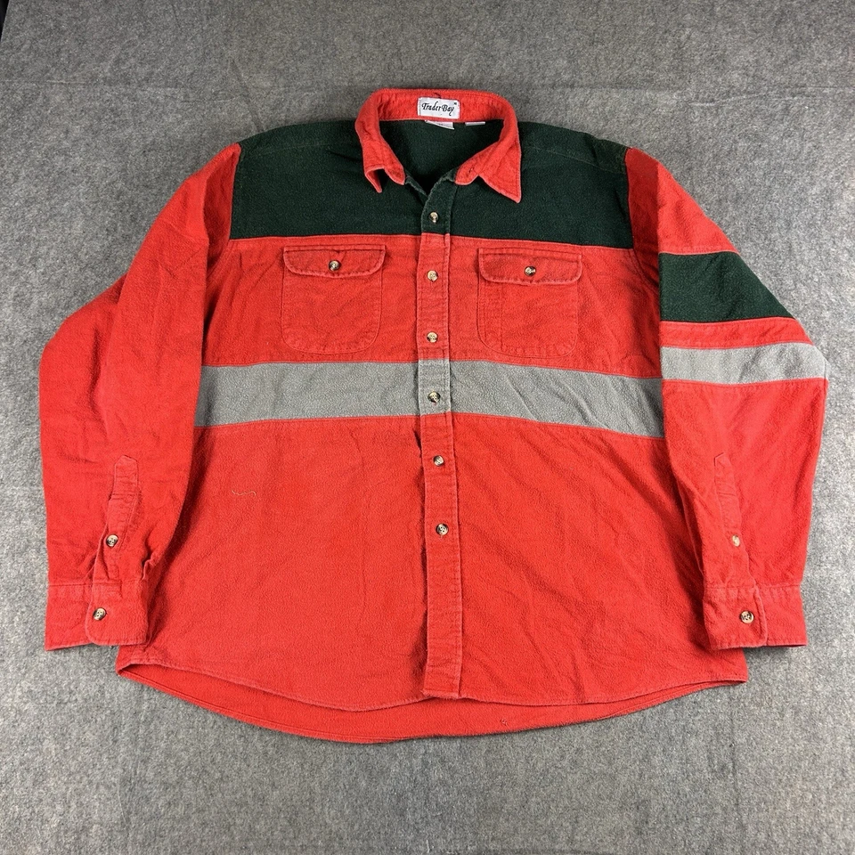 Vintage Trader Bay Shirt Mens XL Heavyweight Colorblock Long Sleeve Button Down - Image 2 of 4