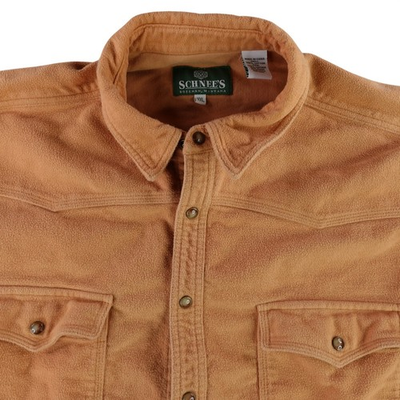 #ad #ad Schnee#x27;s Bozeman Montana Western Shirt Mens XXL Orange Chamois Leather Trim Snap $40.00