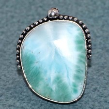 925 Silver Plated Larimar Ring US 6 New Arrival Fashion Forwarded Jewelry JW