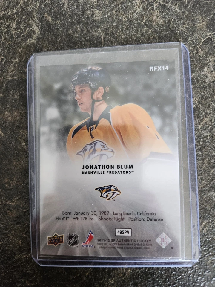 2011-12 Sp Authentic Rookie Holo FX Jonathon Blum Card# RFX14 - Image 2 of 2