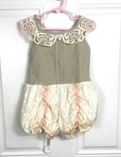Dollcake Romper Full Bloom Vintage Inspired W/Lace Halter-Styled Top Sz 5 Girls