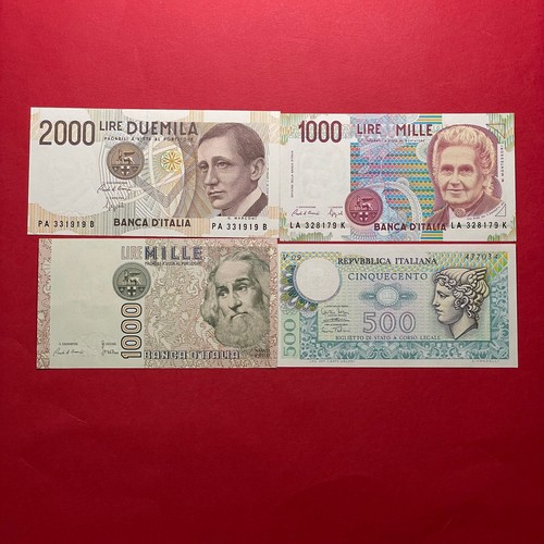 REPUBBLICA ITA ITALIANA 4 BANCONOTE DA 500 LIRE MERCURIO A 2000 LIRE MARCONI FDS
