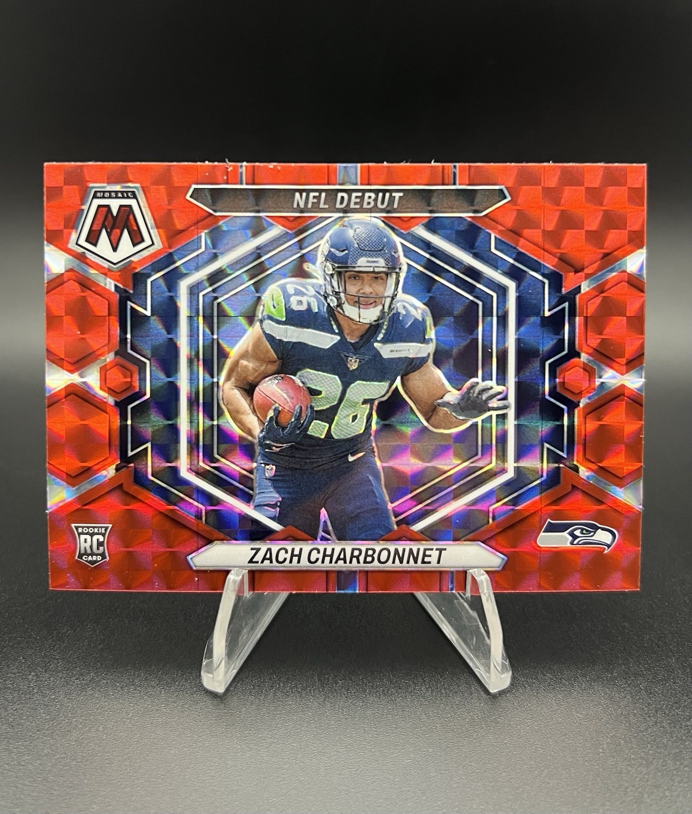 2023 Mosaic NFL Debut Red Prizm Zach Charbonnet RC Seattle Seahawks Rookie