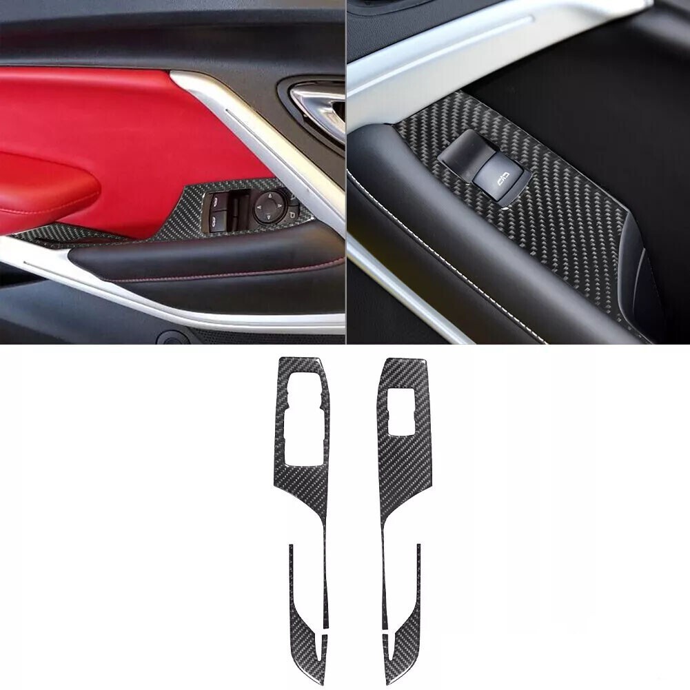 4Pcs Carbon Fiber Interior Door Control Cover Trim For Chevrolet Camaro Type B