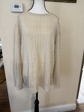 Loro Piana Made in Italy Flax Silk Cream color knitted thin long sleeve sweater