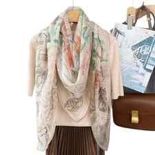 Philately Elegance Chiffon Silk Scarf Large Square Wimmers Light All Season Wrap