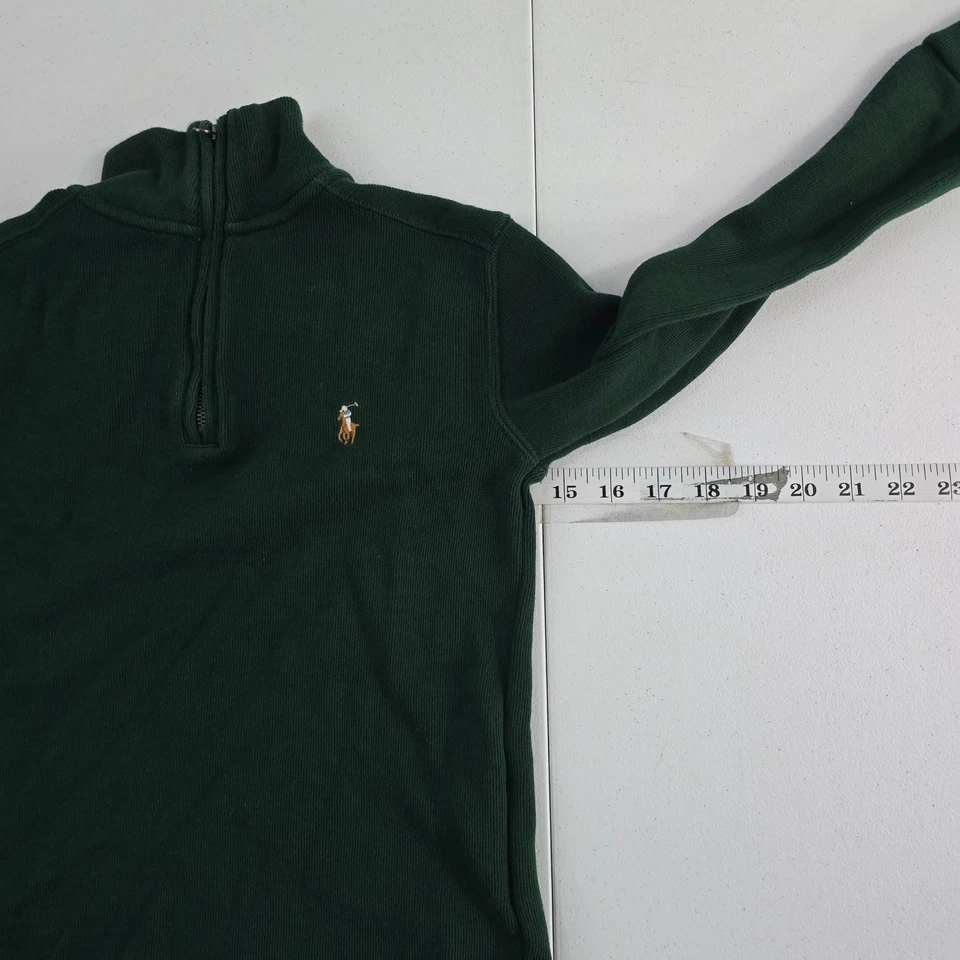 Kids Ralph Lauren Green Long Sleeve Quarter Zip Polo Shirt Boys Size S 8 - Image 3 of 4