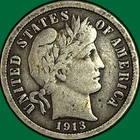 1913 Barber Dime Very Fine VF Coin #47220