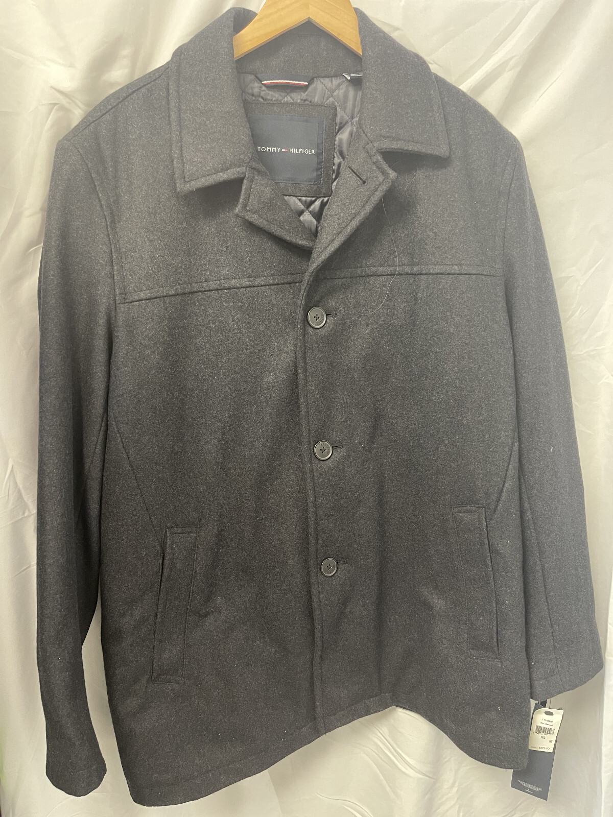 Tommy Hilfiger Wool Blend Quilted Peacoat for Men Size XL