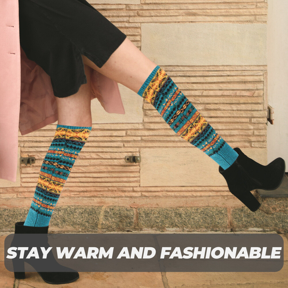 Camouflage Leg Covers Wool Miss Knitted Crochet Boot Socks Women