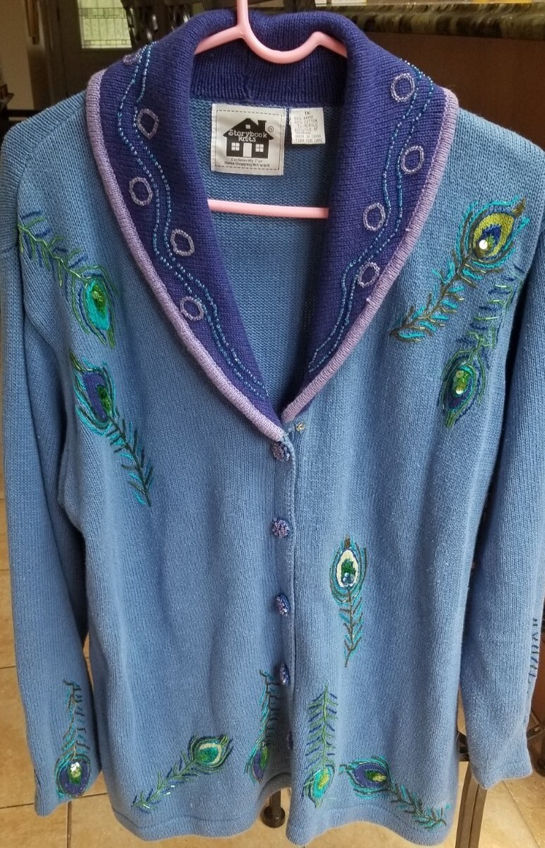 ことページ Storybook Knits Sz. 1X Blue Peacock Cardigan HSN P76 | eBay
