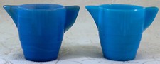 2 Akro Agate Stacked Disc Teapots 1 Light Blue 1 Medium Blue