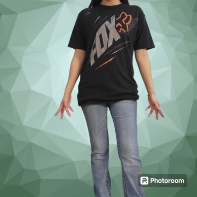 Rare Y2K Fox Racing Logo T-Shirt Mens Size Medium Black Short Sleeve 