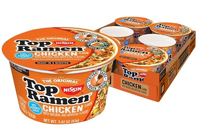 #ad Nissin Top Ramen Bowl Ramen Noodle Soup Chicken 3.42 Ounce Pack of 6 $10.27