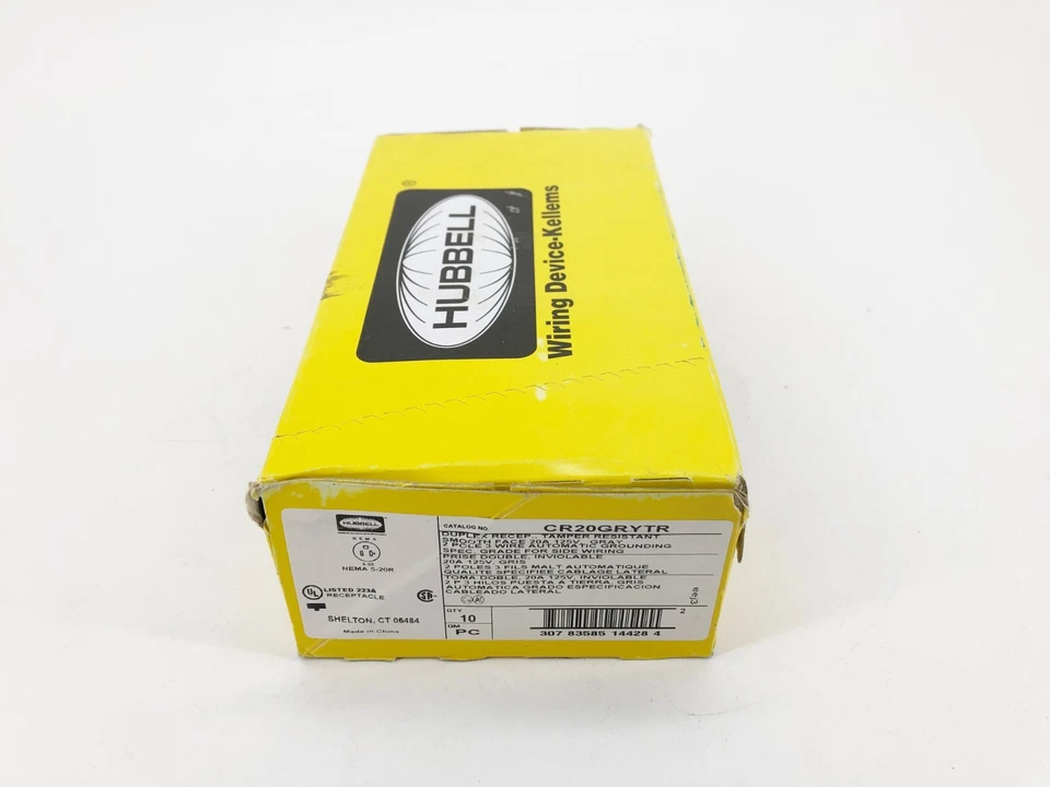Box of 10 New Hubbell CR20GRYTR Duplex Receptacles 20A 125V Gray - Image 2 of 4
