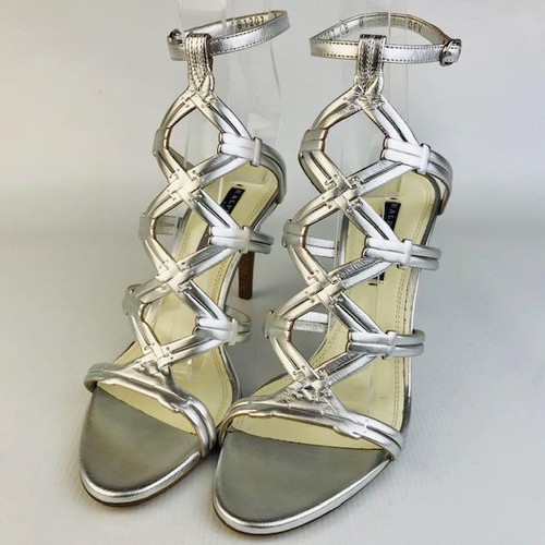 RALPH LAUREN PURPLE LABEL Leather Sandals 8 Silver auth Women - Picture 11 of 12