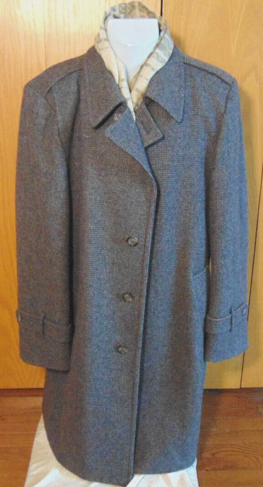 ABRIGO VINTAGE MACKENZIE CO. PARA HOMBRE MARRÓN VENTANA MEZCLA LANA ELMHURST ~ 42L Foto 3 de 4