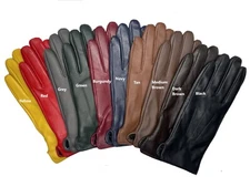 Womens Genuine Nappa Sheepskin Leather Lined Gloves  (Cinched Wrist)