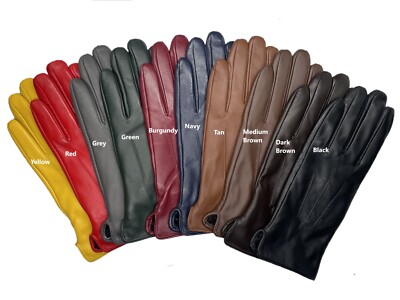 Womens Genuine Nappa Sheepskin Leather Lined Gloves  (Cinched Wrist)