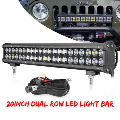 20inch LED Light Bar Dual Row Spot Flood Combo Work Driving Truck 19''+Wiring US