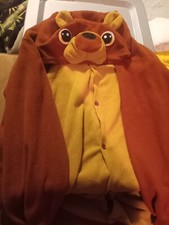 Full Body Brown Bear Hooded Button Up 3XL