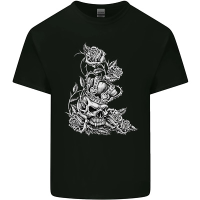 Skull Crown Biker Skull Gothic Heavy Metal Herren Maglietta Tee Top