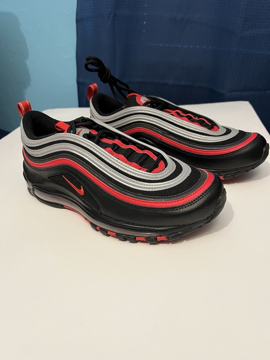 Nike Air Max 97 Black Red Silver 921826-014 Men's Size 9 New