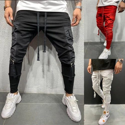 Men Casual Baggy Joggers Pants Sweatpants Cargo Active Sports Slim-Fit  Trousers