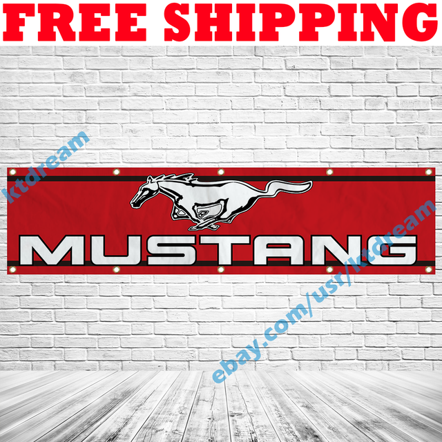 Ford Mustang Banner Flag 2x8 ft Car Racing Show Shop Garage Wall Sign