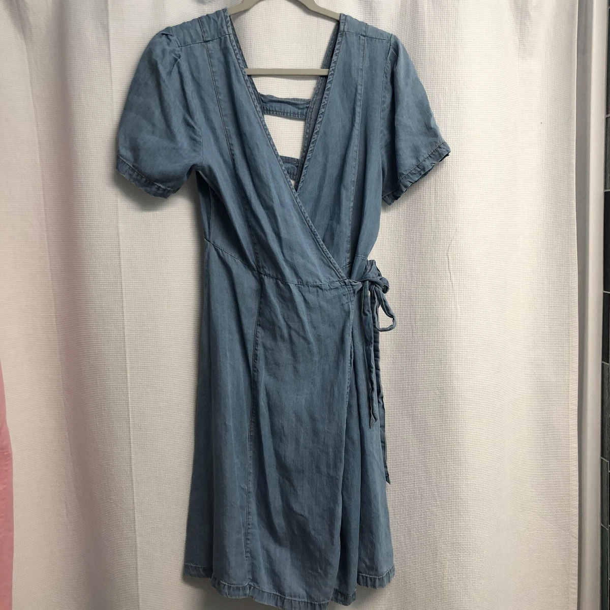 Blue Rain Blue Chambray Open Back Wrap Dress. Medium eBay