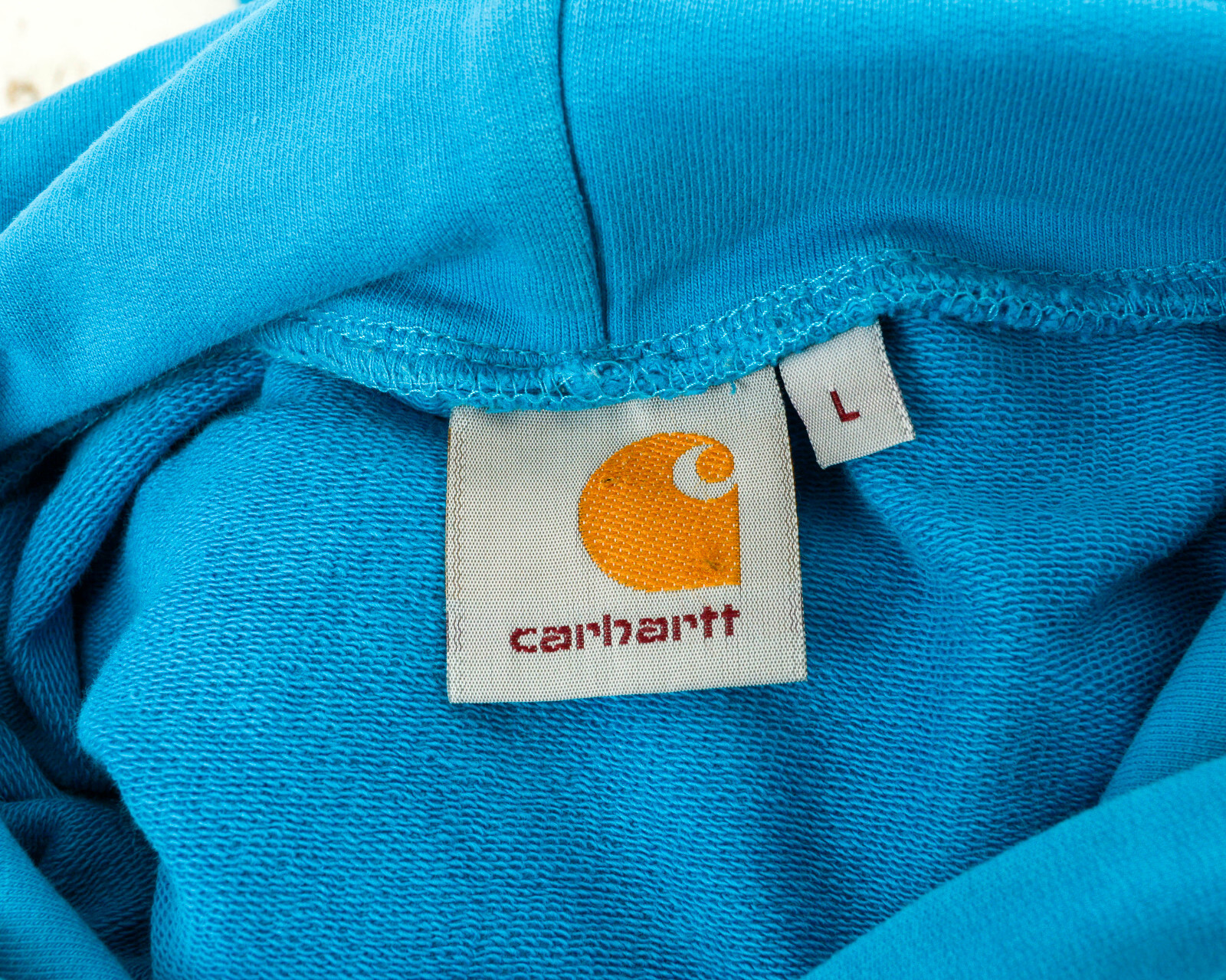 CARHARTT Hooded Slide Sweat Womens L Hoodie Pullover Jumper Sweatshirt Blue Top thumbnail 4