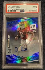 2021 Panini Prestige Devonta Smith Signature Blue Premium XP PSA Mint 9 Eagles