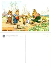 Gardening Margaret Tempest Bunnies Illustration England Medici Postcard