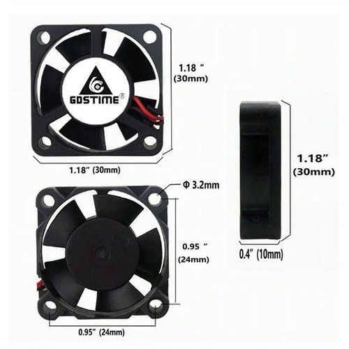 GDSTIME 24V 3010 30MM x 10MM Brushless Ball Bearing Fan QUIET 3D Printer Upgrade - Afbeelding 2 van 3