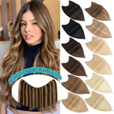 Wire on REAL Hair Headband 100 Hair Human Extensions wefts One Piece No Clip US