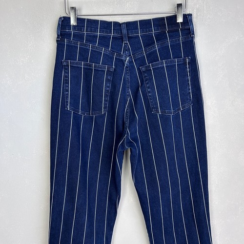 Jeans Finn Etica taglia 31 12 vita alta gamba dritta blu lavaggio scuro a righe - Foto 7 di 13