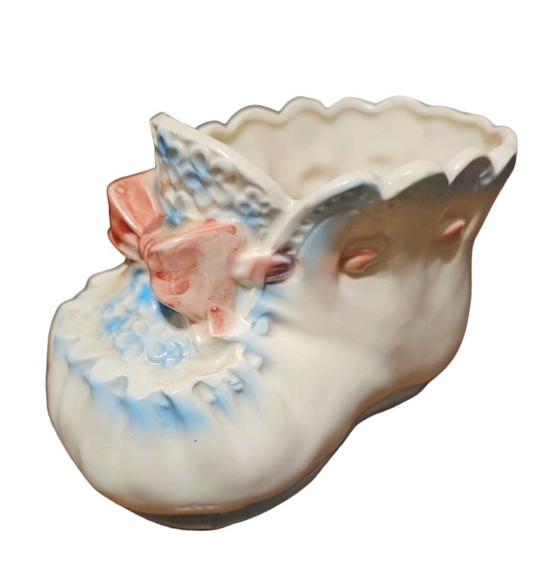レトロポプ子 Baby Planter Vintage Blue Japan Ceramic Pink Girl Bootie Nursery