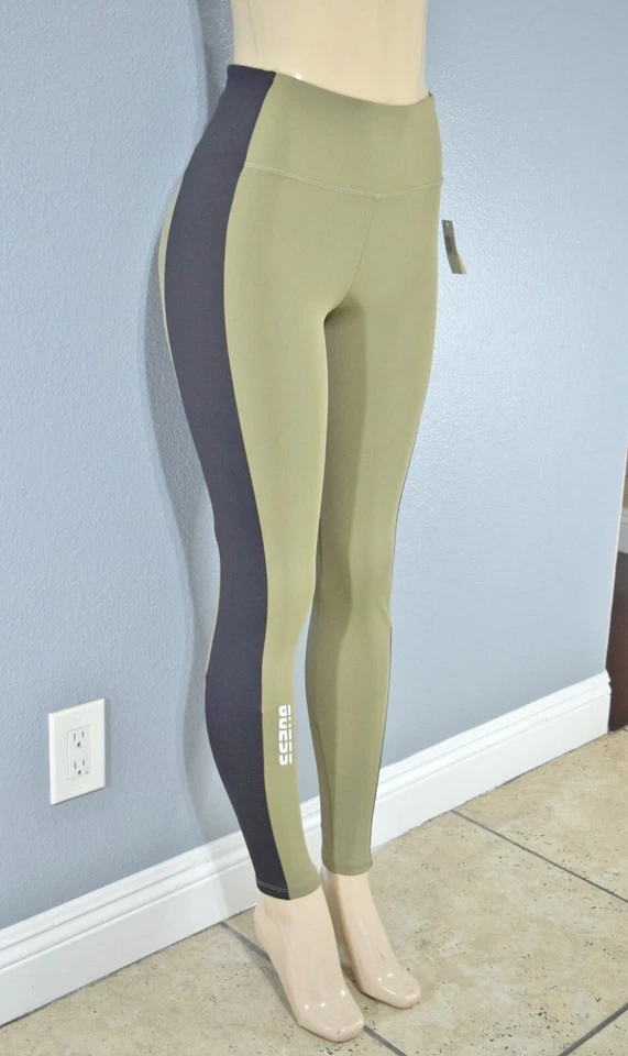 Leggings elásticas femininas GUESS Dixie coloridas bloqueadas – Preto/azeitona tamanho pequeno - Imagem 3 de 4