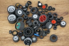Lot of 7.5 ounces (.47 lbs) of lego wheels tires pieces parts