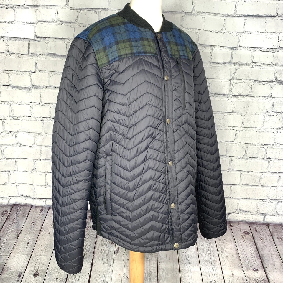 DC Snowboard Quilted Jacket Ladies Size Medium Tartan Blue Pop Button VGC - Image 3 of 4