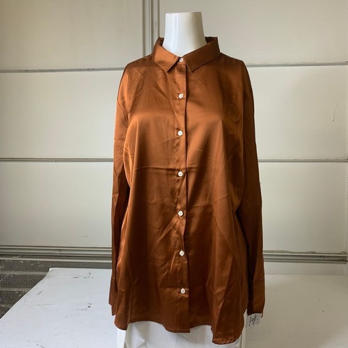BANANA REPUBLIC Satin Classic Long Sleeve Shirt Women's Size XL-Petite