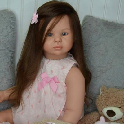 28in Lifelike Toddler Girl Finished Reborn Baby Doll Rooted Hair