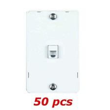 50 PACK - 1-Port Quick Mount RJ11 6P4C Wall Hanging Telephone Phone Plate White