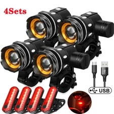 1-4Sets 900000LM Rechargeable LED MTB Bicycle Light Racing Bike Front Headlight
