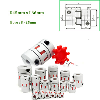 D45xL66mm CNC Flexible Shaft Coupling Spider Splined Jaw Plum Coupler Motor Alu
