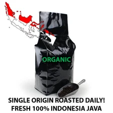 2, 5,10 LB INDONESIA JAVA ROASTED COFFEE WHOLE BEANS, GROUND - ORGANIC ARABICA